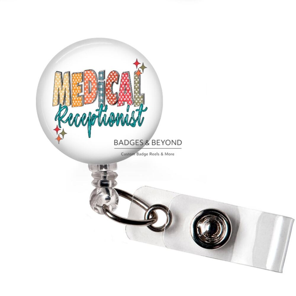 🩺✨ Medical Receptionist Badge Reel | Front Desk Retractable ID Holder